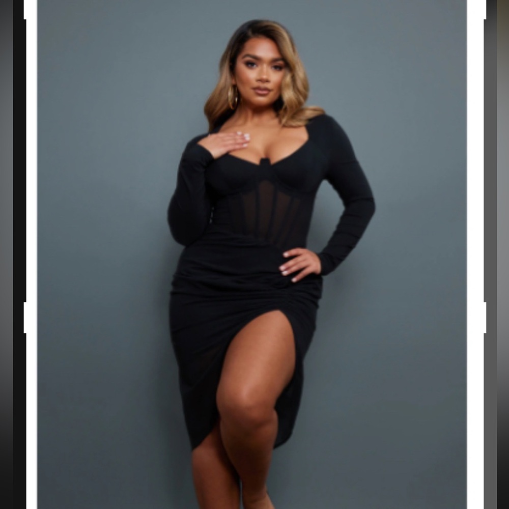PrettyLittleThing Black Long Sleeve Dress